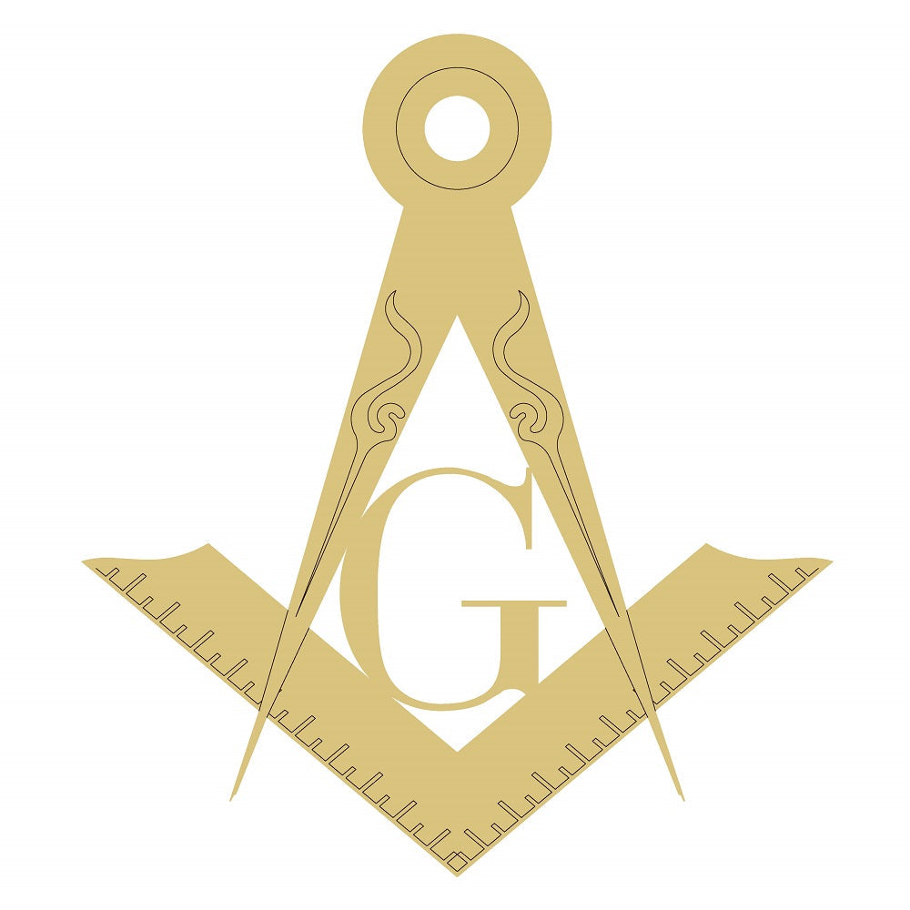 Design By Line Masonic Compass And Square MDF Cutout Masonic Emblem With G - Unfinished For DIY