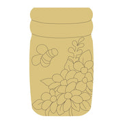 Design By Line Mason Jar MDF Cutout Bee And Flowers - Unfinished For DIY