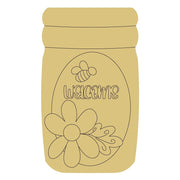 Design By Line Mason Jar MDF Cutout Welcome Bee And Flower - Unfinished For DIY