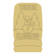 Design By Line Door Hanger MDF Cutout Winter Blessings Snowman Scene - Unfinished For DIY