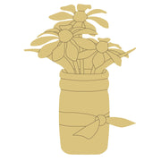 Design By Line Mason Jar MDF Cutout Floral Bouquet Style 1 - Unfinished For DIY