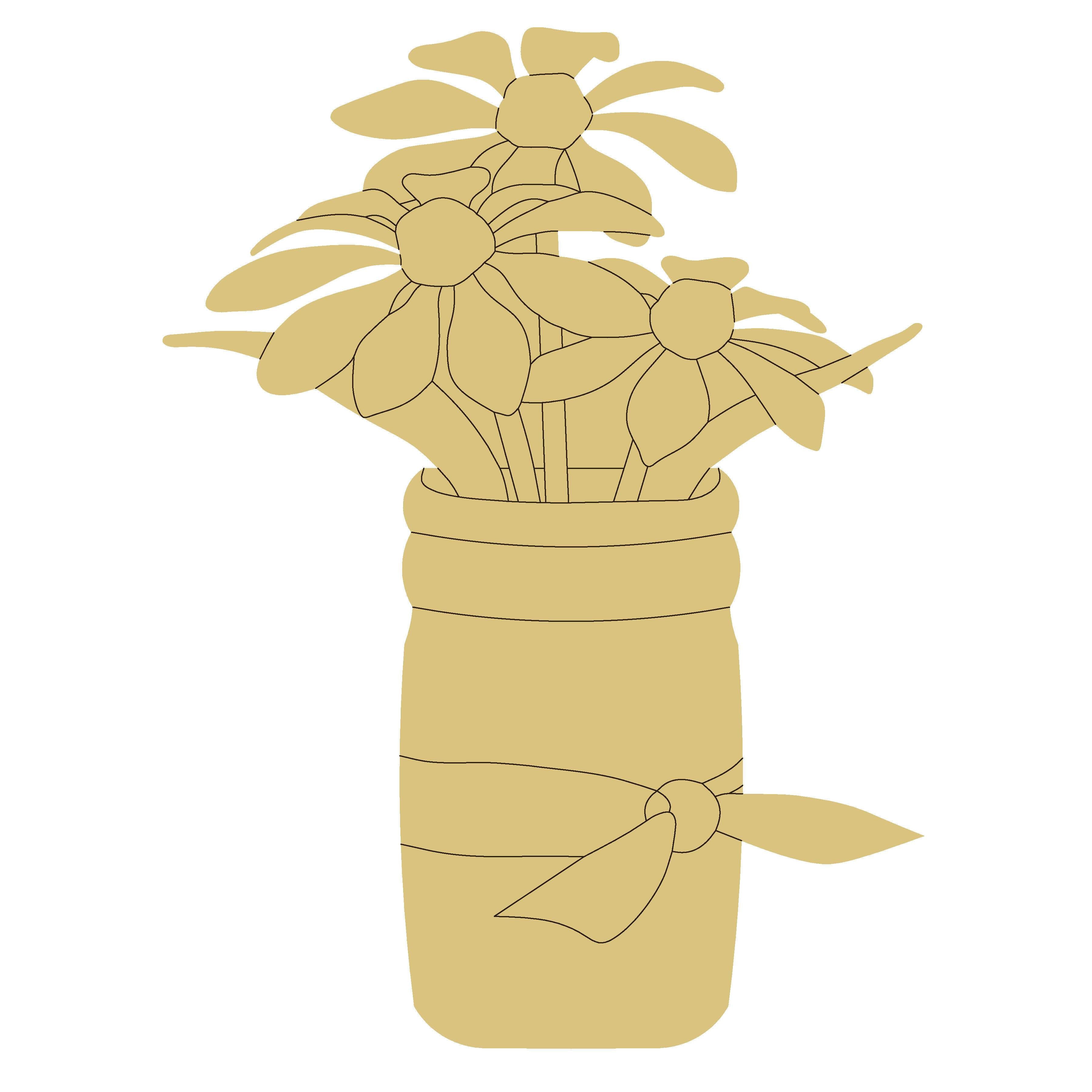 Design By Line Mason Jar MDF Cutout Floral Bouquet Style 1 - Unfinished For DIY