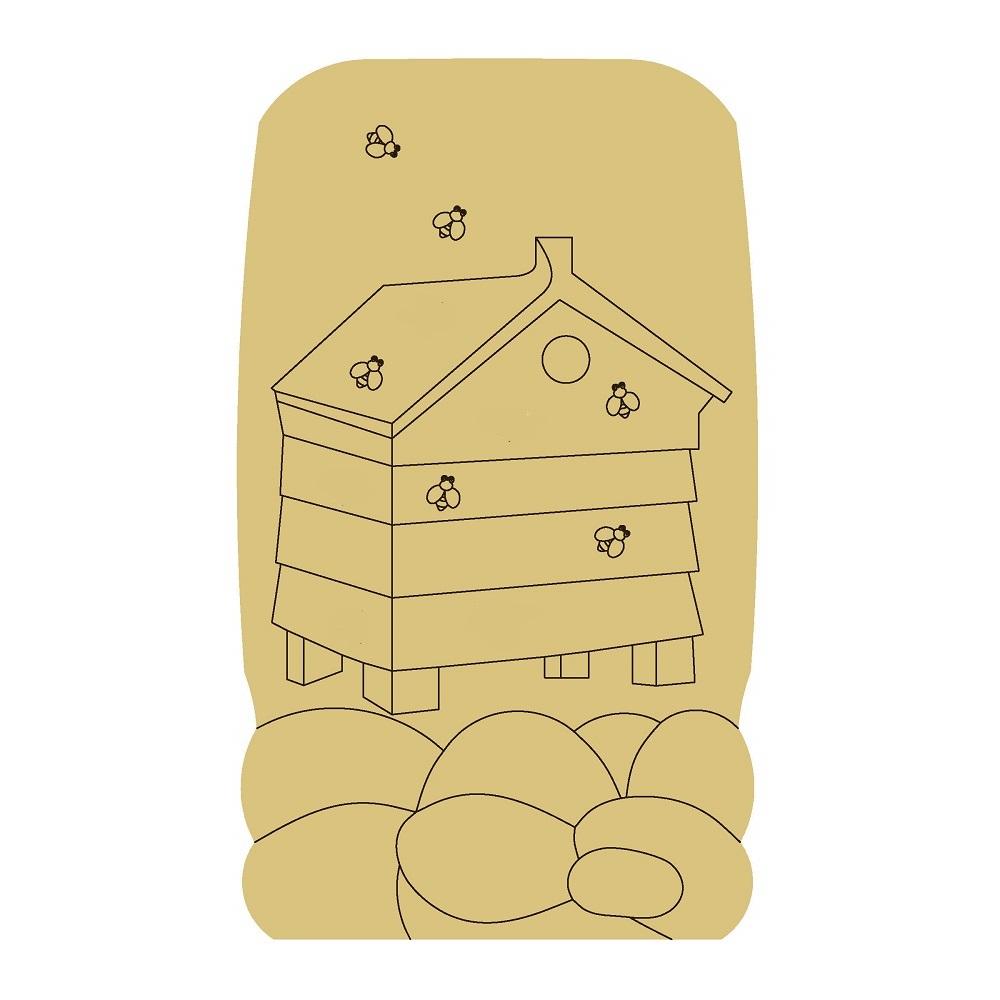 Design By Line Rounded Rectangle MDF Cutout Bee Hive Mason Jar Silhouette - Unfinished For DIY