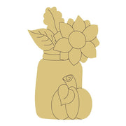 Design By Line Mason Jar MDF Cutout Floral Bouquet Style 5 - Unfinished For DIY