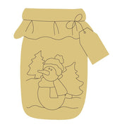 Design By Line Mason Jar MDF Cutout Snowman In Jar With Trees - Unfinished For DIY