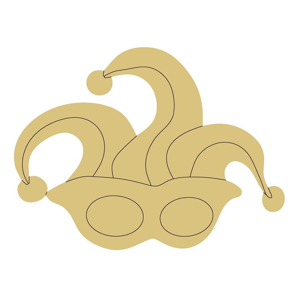 Design By Line Masquerade Mask MDF Cutout Harlequin Jester Silhouette - Unfinished For DIY