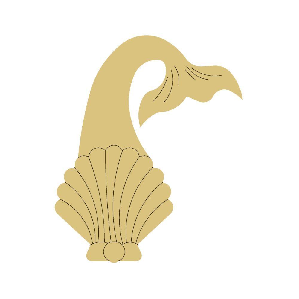 Design By Line Mermaid Tail MDF Cutout Silhouette With Seashell Base - Unfinished For DIY