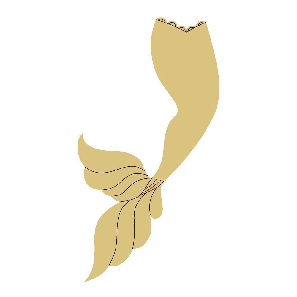 Design By Line Mermaid Tail MDF Cutout Silhouette - Unfinished For DIY