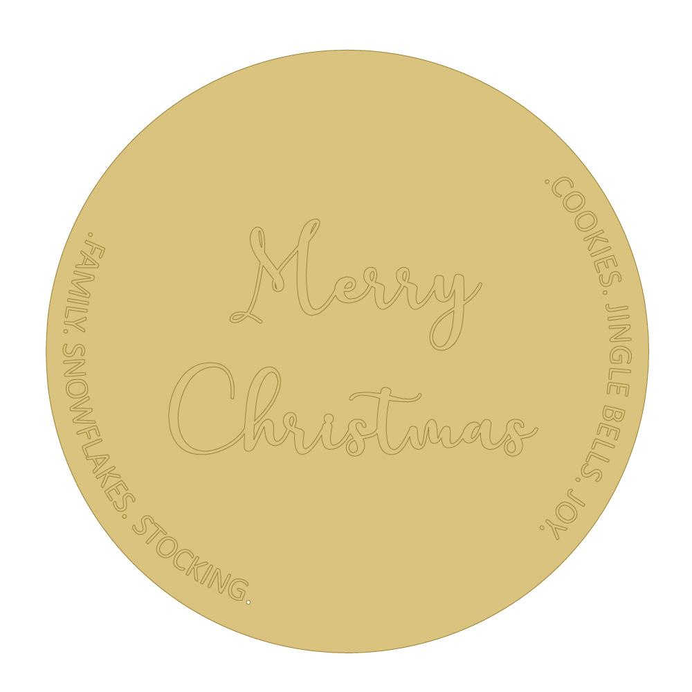 Design By Line Round MDF Cutout Merry Christmas Style 1 - Unfinished For DIY