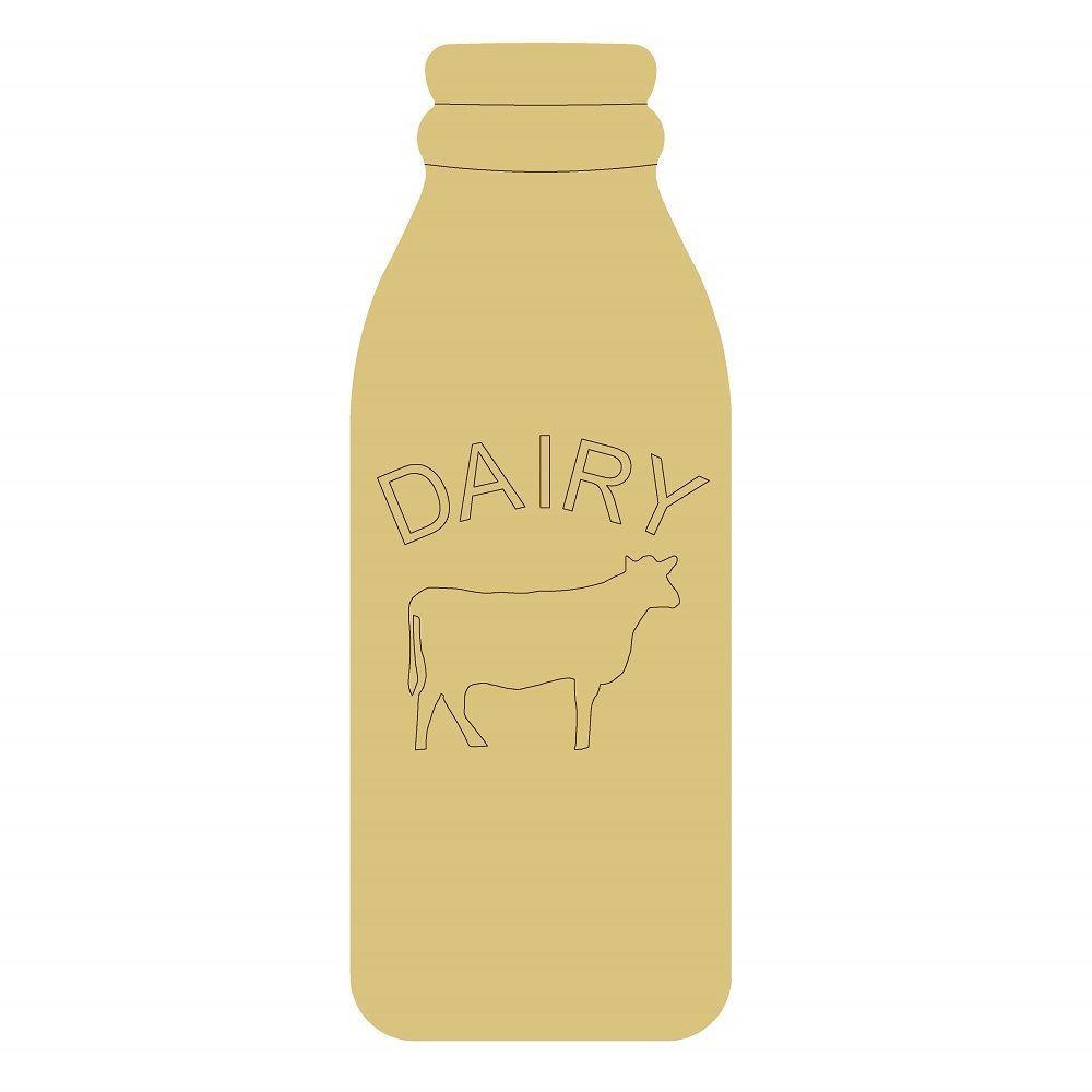 Design By Line Milk Bottle MDF Cutout Dairy Cow Silhouette - Unfinished For DIY
