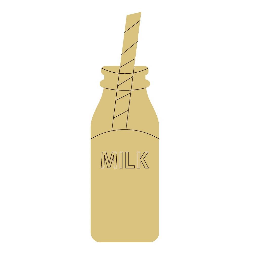 Design By Line Bottle MDF Cutout Milk - Unfinished For DIY