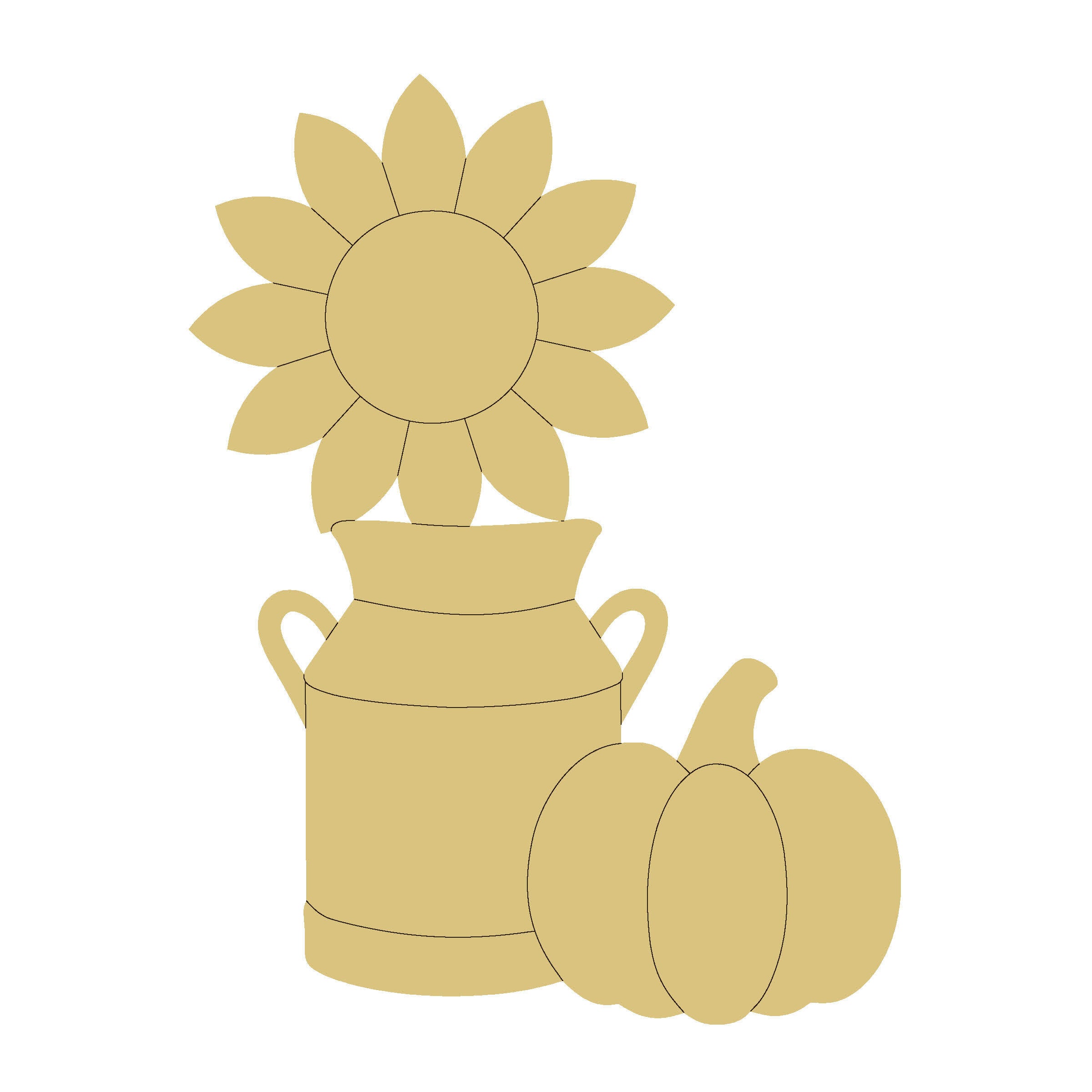 Design By Line Sunflower Milk Can MDF Door Hanger | Layered Pumpkin Coffee Sign | Unfinished DIY Craft Blank