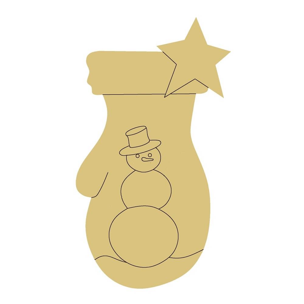 Design By Line Mitten MDF Cutout Snowman With Top Hat - Unfinished For DIY