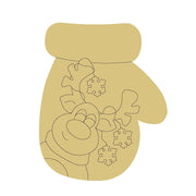 Design By Line Mitten MDF Cutout Reindeer Design - Unfinished For DIY