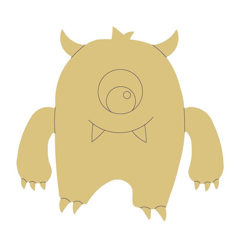 Design By Line Standing Monster MDF Cutout One-Eyed Silhouette - Unfinished For DIY