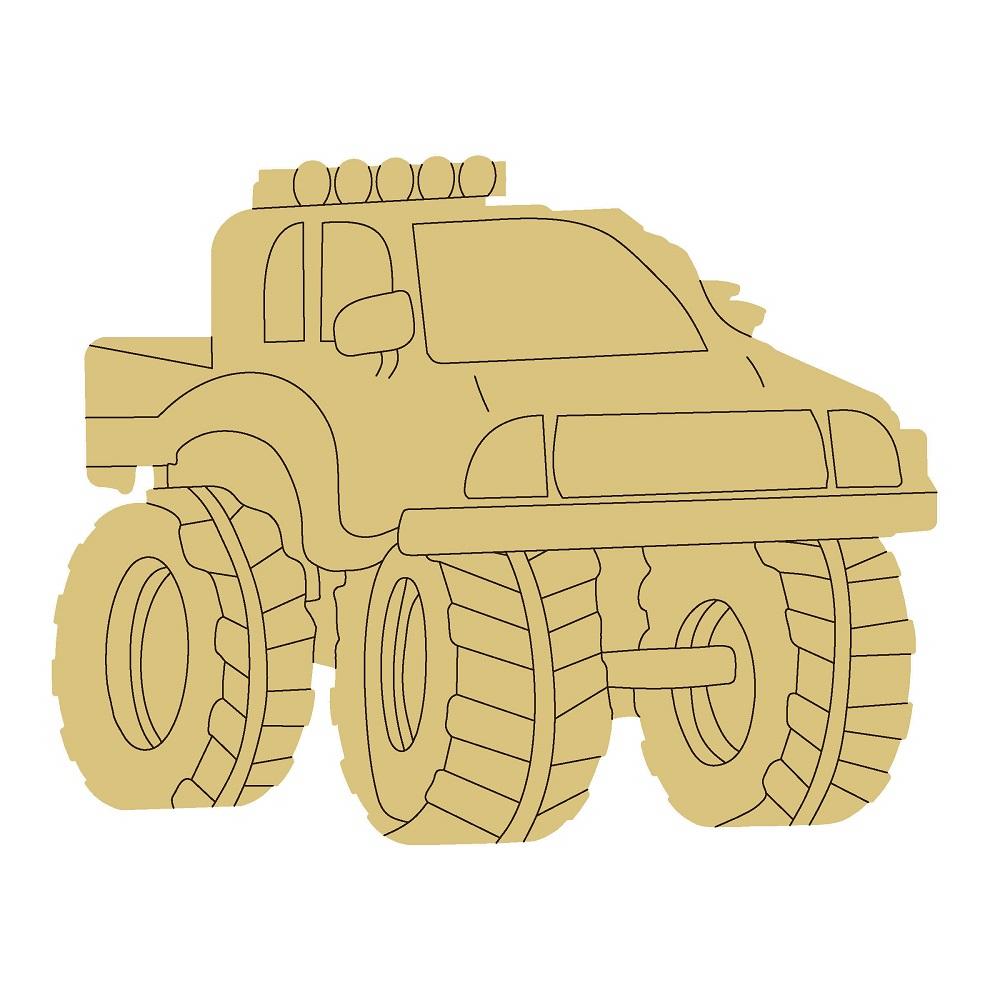 Design By Line Monster Truck MDF Cutout Silhouette - Unfinished For DIY
