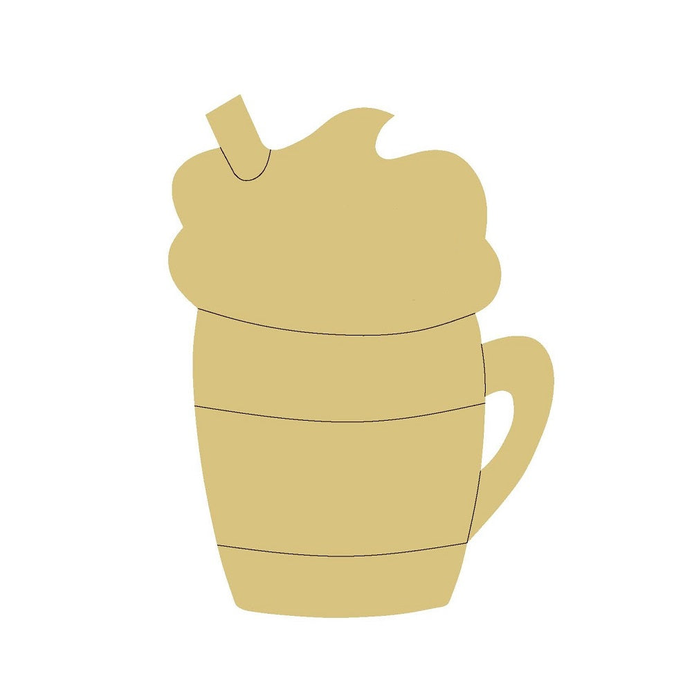 Design By Line Mug MDF Cutout Cream Foam Top With Horizontal Bands - Unfinished For DIY