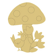 Design By Line Mushroom MDF Cutout Birds with Flowers - Unfinished For DIY