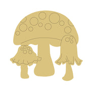 Design By Line Mushroom Trio MDF Cutout With Dotted Caps - Unfinished For DIY