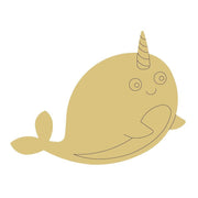 Design By Line Narwhal MDF Cutout Horned Silhouette - Unfinished For DIY