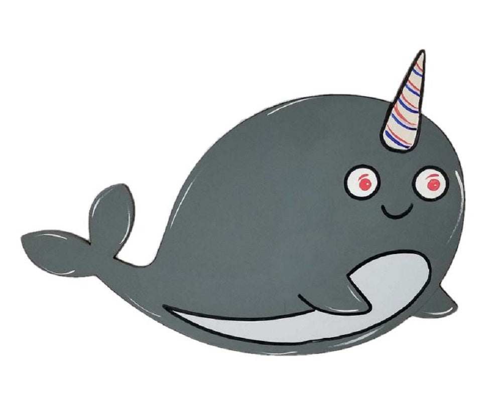 Design By Line Narwhal MDF Cutout Horned Silhouette - Unfinished For DIY