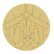 Design By Line Round MDF Cutout Nativity Scene Style 2 - Unfinished For DIY