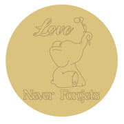 Design By Line Round MDF Cutout Elephant With Love Never Forgets Message - Unfinished For DIY
