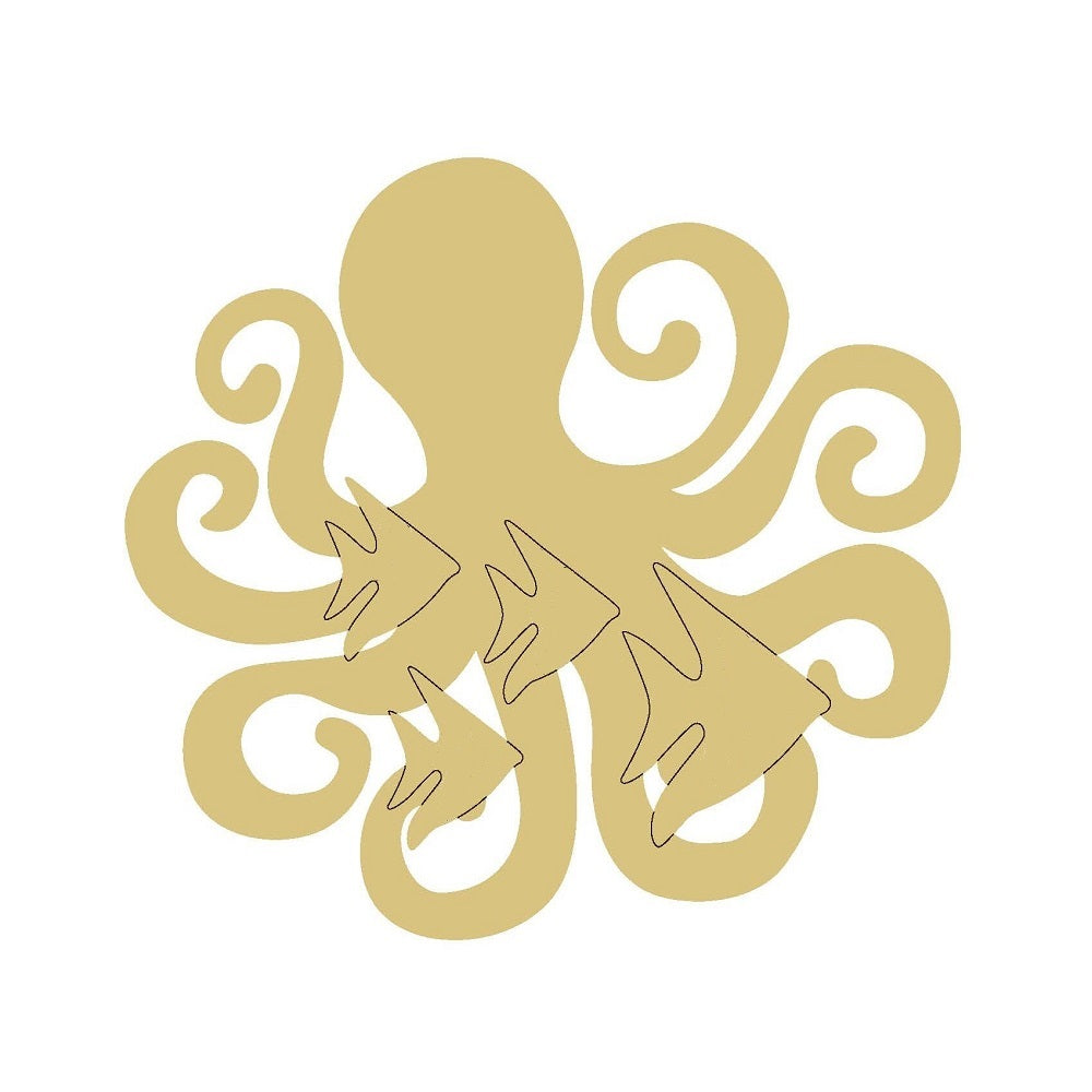 Design By Line Octopus MDF Cutout Under The Sea Silhouette - Unfinished For DIY