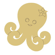 Design By Line Octopus MDF Cutout With Flower On Head - Unfinished For DIY