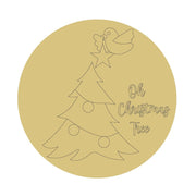 Design By Line Round MDF Cutout Oh Christmas Tree Style 1 - Unfinished For DIY