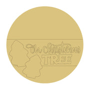 Design By Line Round MDF Cutout Oh Christmas Tree - Unfinished For DIY