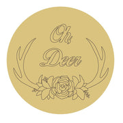 Design By Line Round MDF Cutout Oh Deer Floral Bouquet With Antlers - Unfinished For DIY