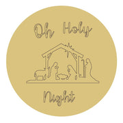 Design By Line Round MDF Cutout Oh Holy Night Nativity Scene Silhouette - Unfinished For DIY