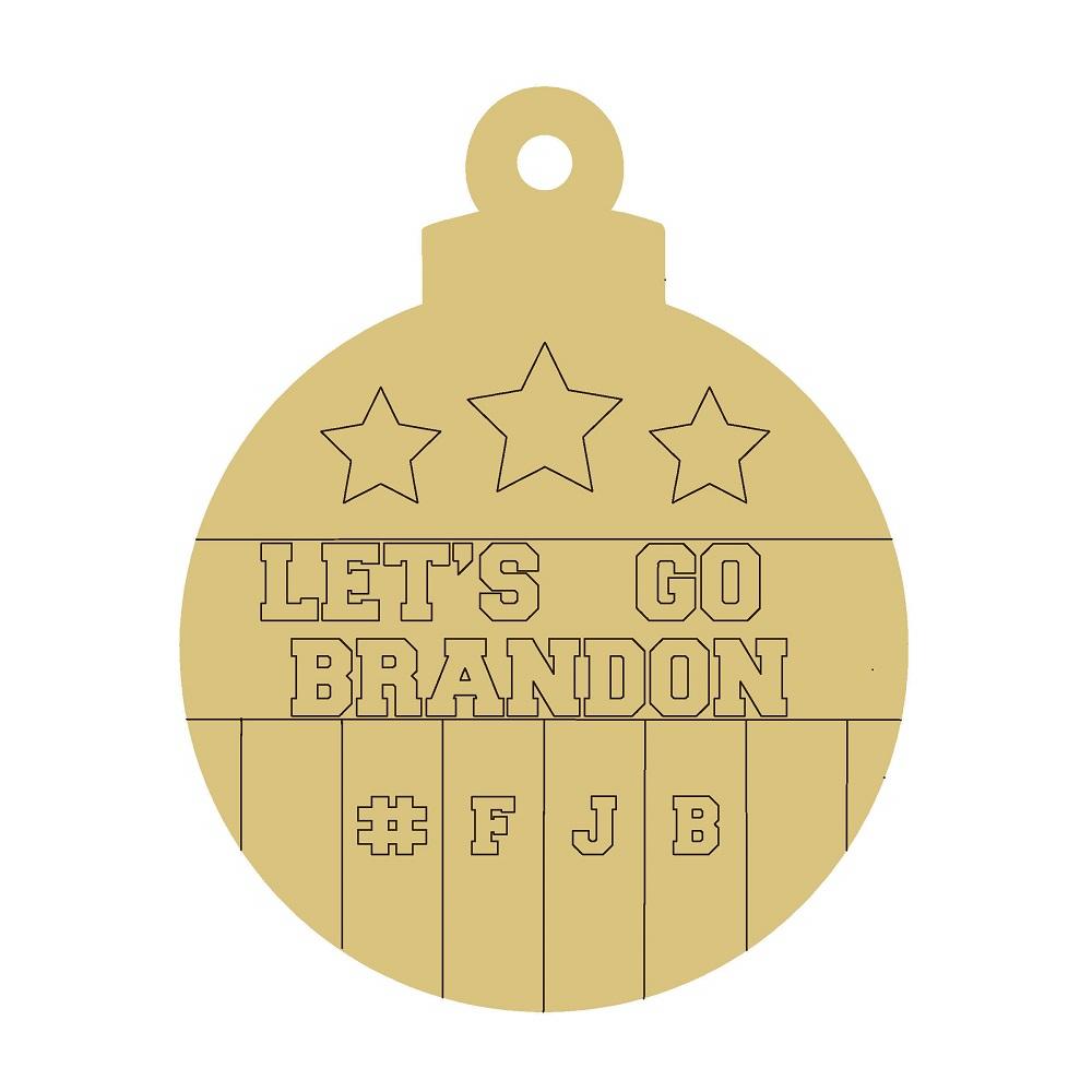 Design By Line Ornament MDF Cutout Let's Go Brandon With Stars And #FJB - Unfinished For DIY