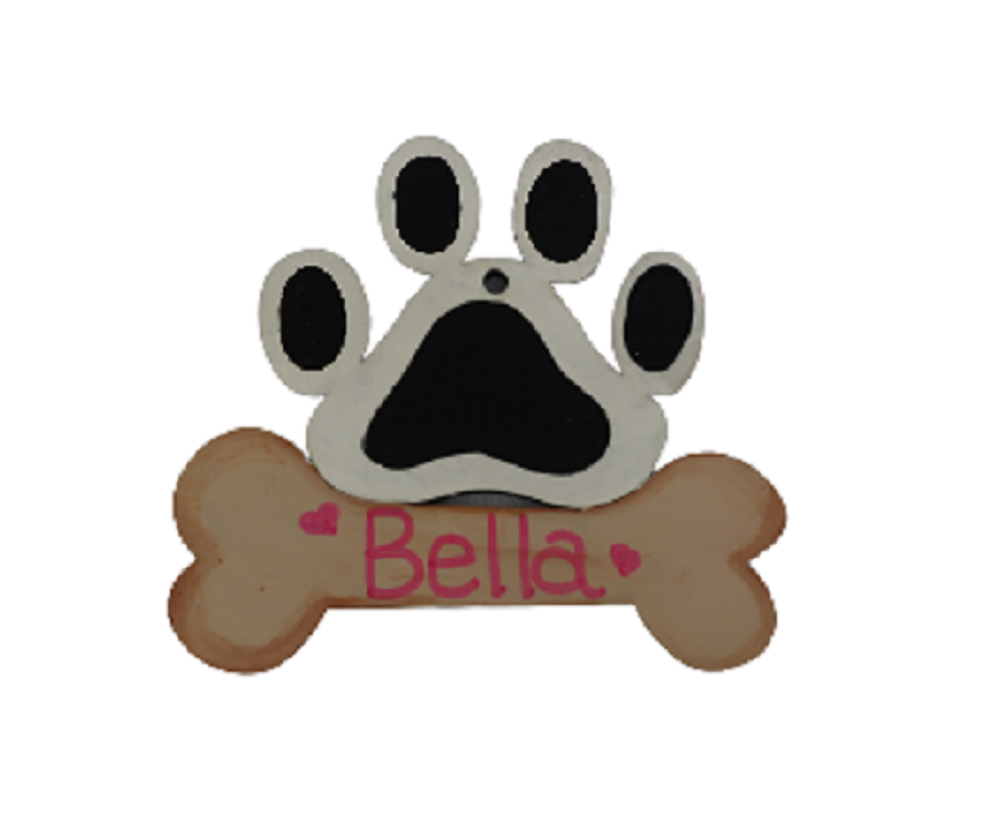Design By Line Paw Print MDF Cutout Dog Bone With Paw Design - Unfinished For DIY