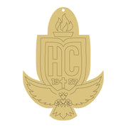 Design By Line Shield MDF Cutout HC Crest With Wings 1957 Flame Ornament - Unfinished For DIY