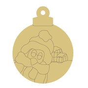 Design By Line Ornament MDF Cutout Penguin With Igloo Winter Scene - Unfinished For DIY