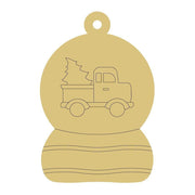 Design By Line Snow Globe MDF Cutout Pickup Truck With Christmas Tree - Unfinished For DIY