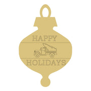 Design By Line Ornament MDF Cutout Happy Holidays Truck With Christmas Tree - Unfinished For DIY