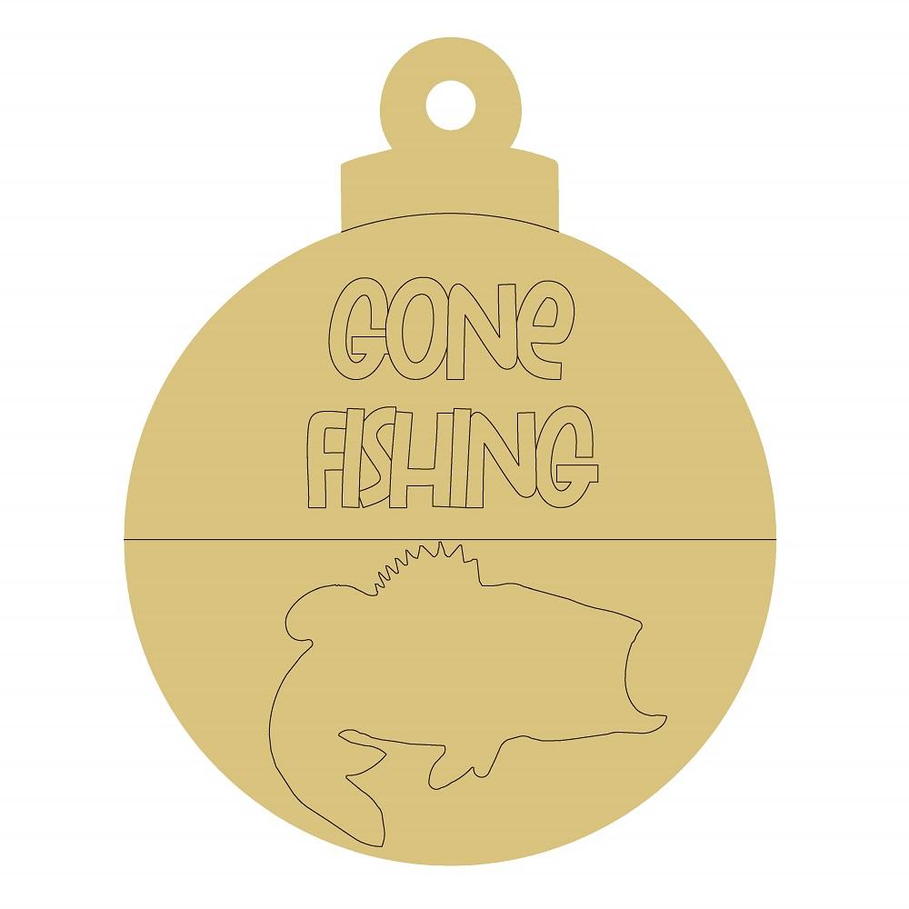 Design By Line Ornament MDF Cutout Gone Fishing With Fish Silhouette - Unfinished For DIY