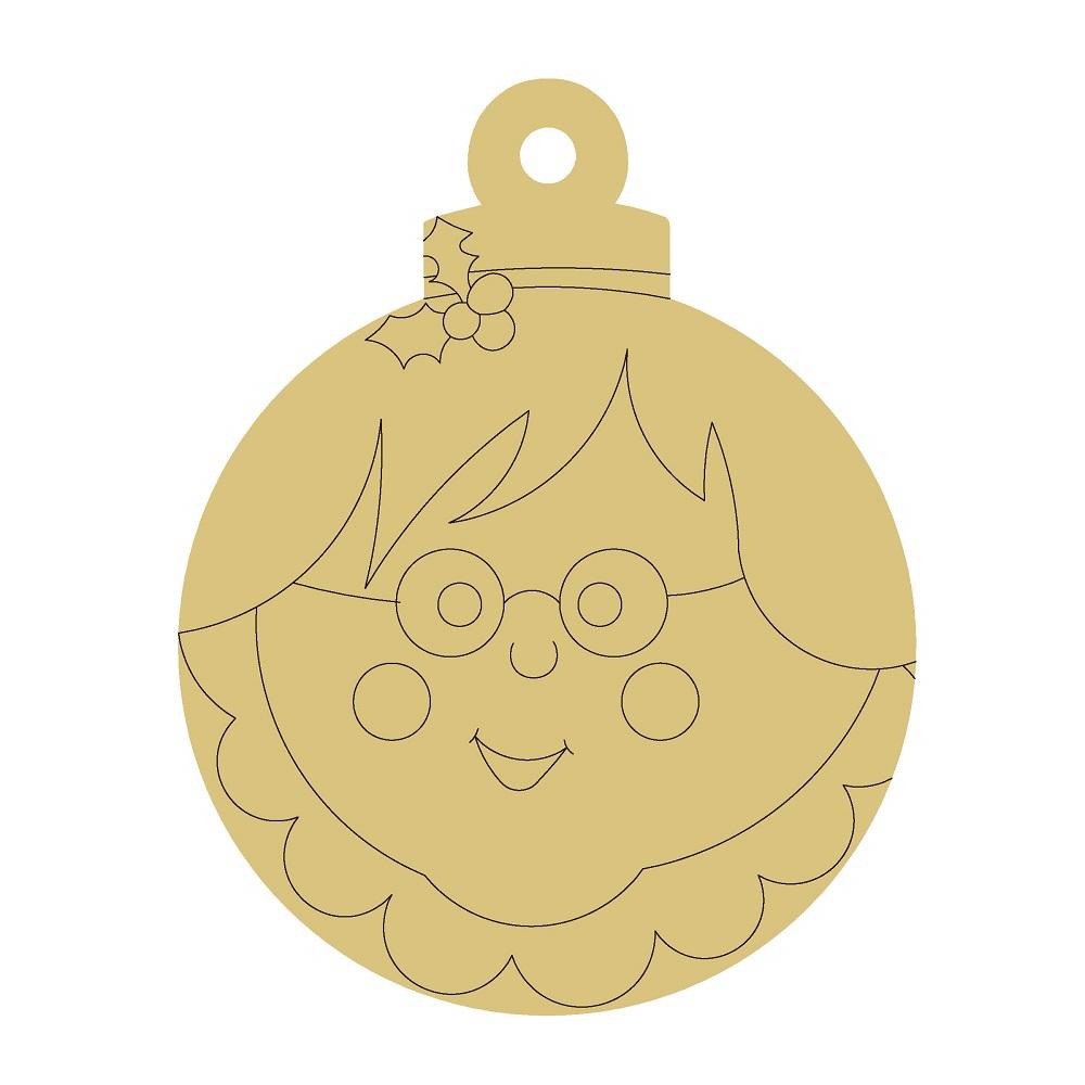 Design By Line Ornament MDF Cutout Mrs. Clause Face - Unfinished For DIY
