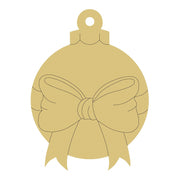 Design By Line Ornament MDF Cutout Christmas Ribbon Silhouette - Unfinished For DIY