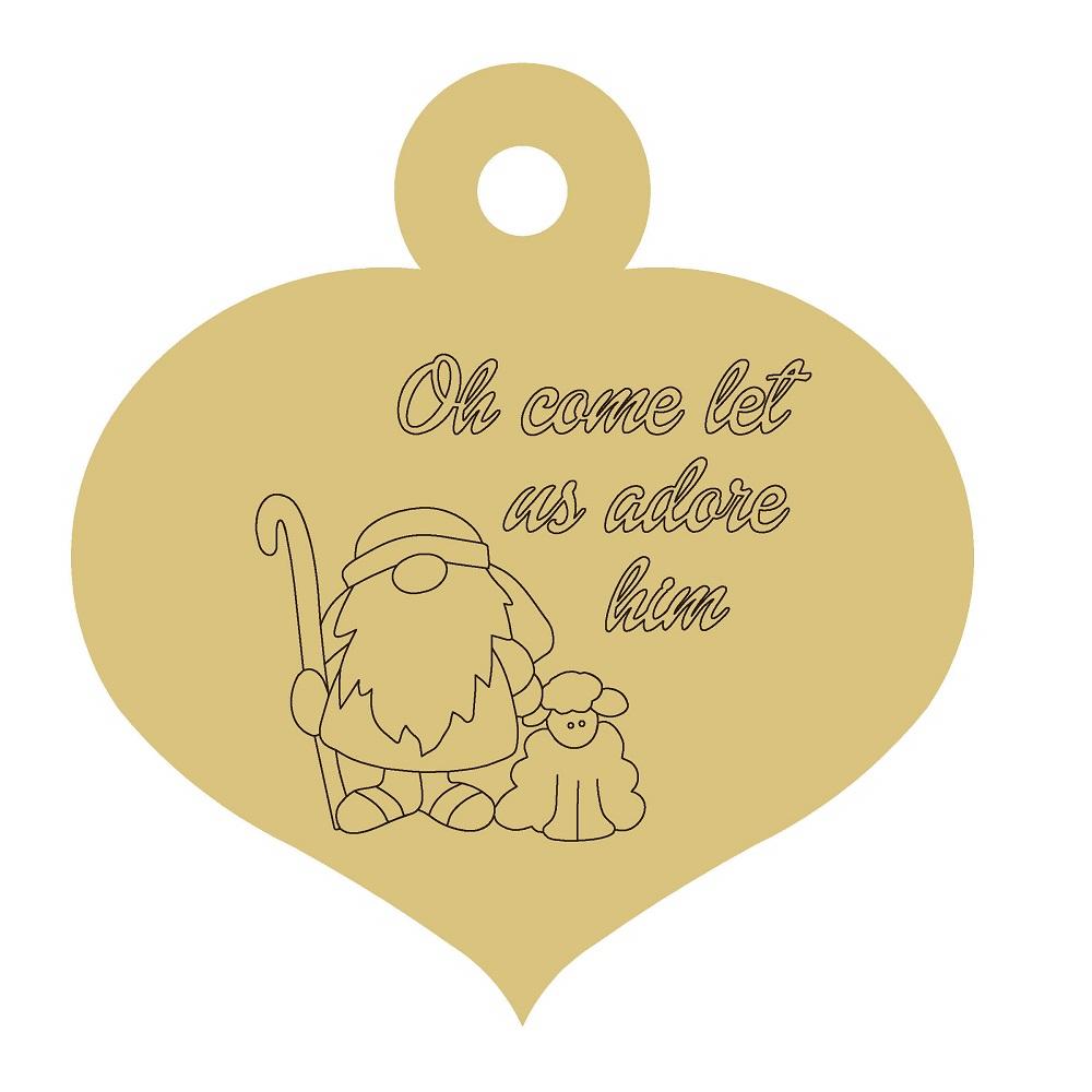 Design By Line Ornament MDF Cutout Oh Come Let Us Adore Him - Unfinished For DIY
