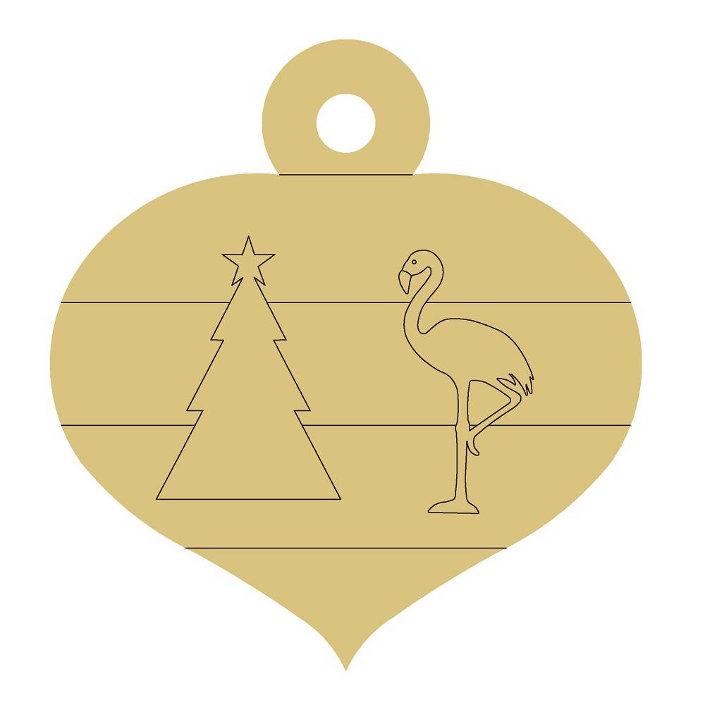 Design By Line Ornament MDF Cutout Flamingo On One Leg With Pine Tree Silhouette - Unfinished For DIY