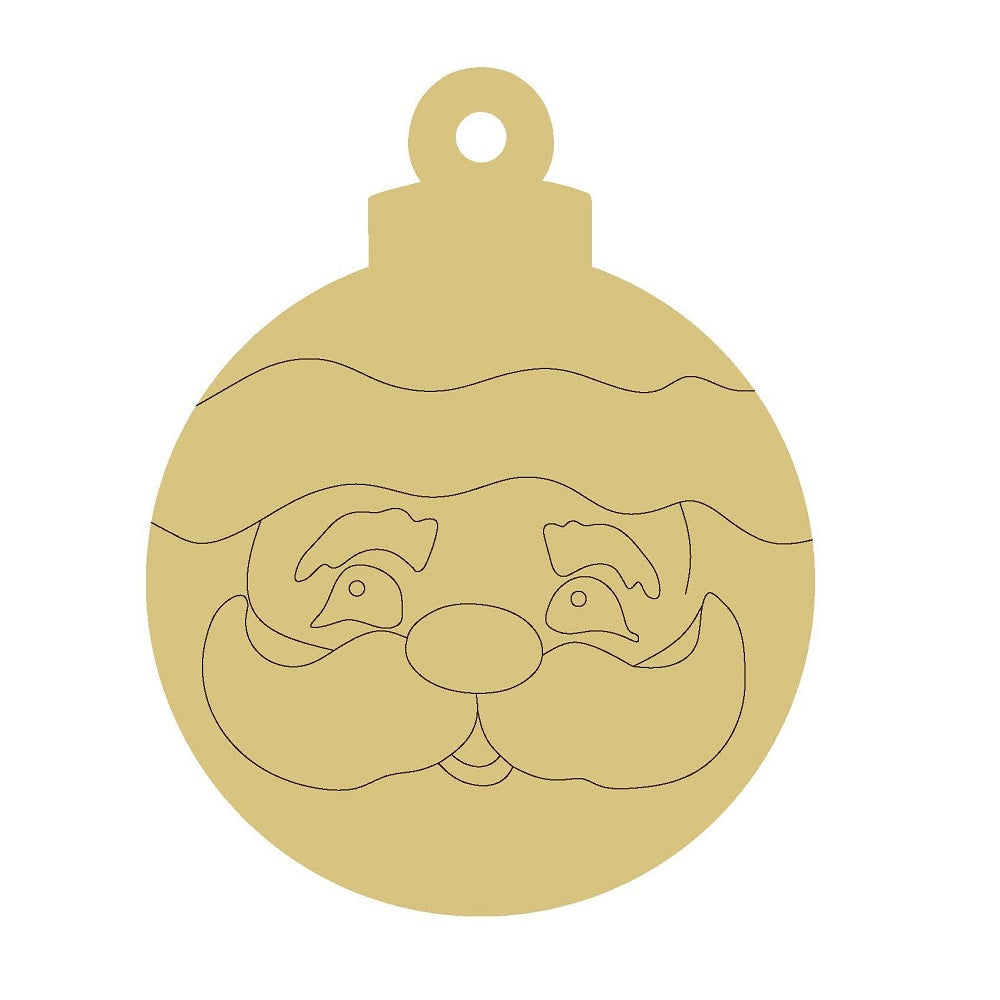 Design By Line Ornament MDF Cutout Santa Face - Unfinished For DIY