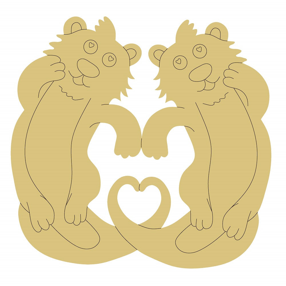 Design By Line Otters MDF Cutout Two Otters Making A Heart With Their Arms and Tails - Unfinished For DIY