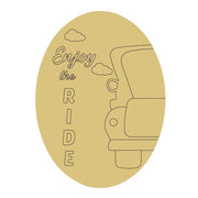 Design By Line Oval MDF Cutout Enjoy The Ride Vehicle Silhouette - Unfinished For DIY