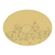 Design By Line Oval MDF Cutout Easter Letters On Eggs With Chicks - Unfinished For DIY