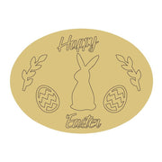 Design By Line Oval MDF Cutout Happy Easter Bunny & Eggs Laurel Design - Unfinished For DIY