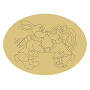 Design By Line Oval MDF Cutout Kissing Rabbits - Unfinished For DIY